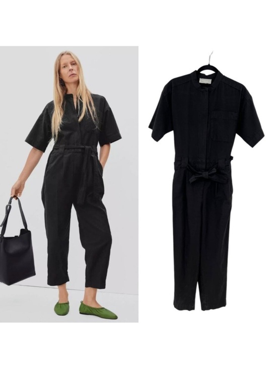 Everlane Pants - Everlane Black Short-Sleeve Tie-Waist Jumpsuit